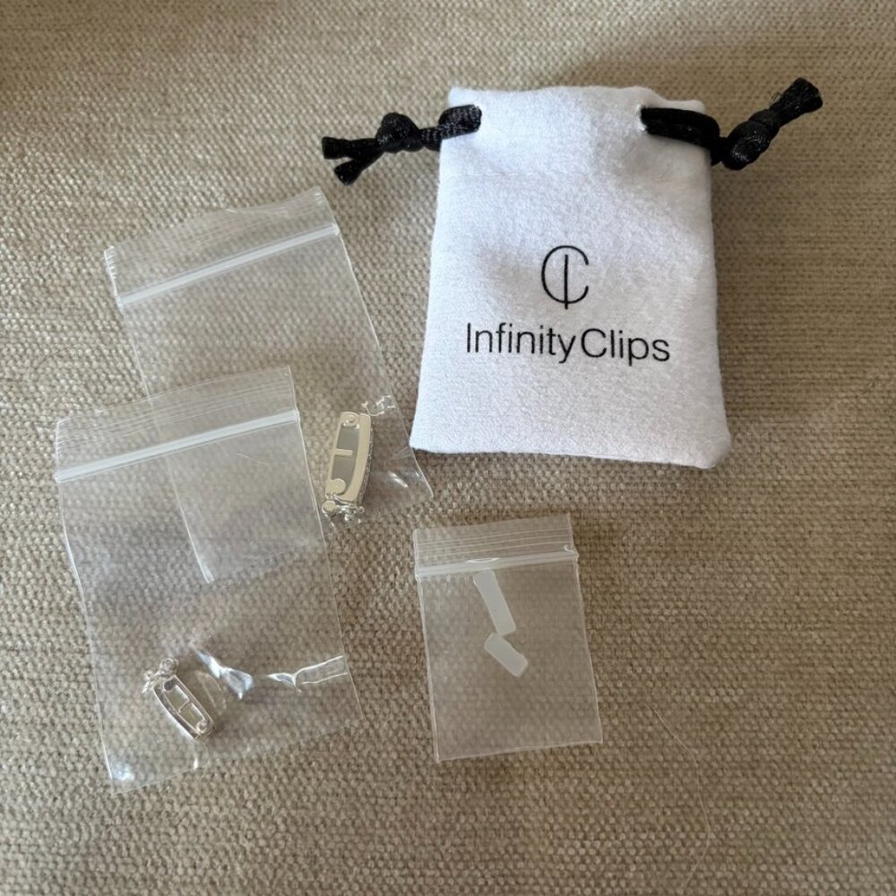NEW Infinity Clips 2-Piece Silver Small/Large Necklace Shortener Set